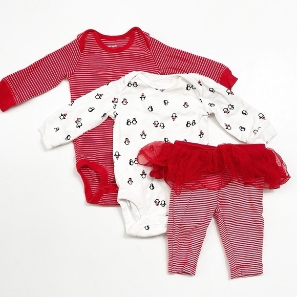 Carter's Christmas penguins baby girls mix & match set - Picture 1 of 3